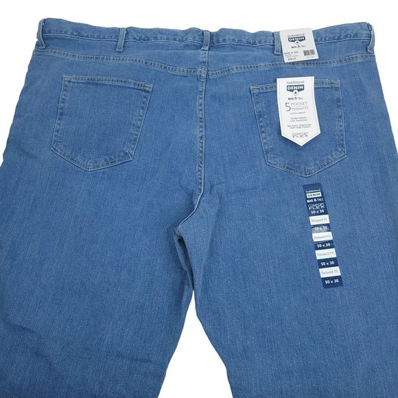 Saddlebred Jeans Big and Tall NEW Men 50x30 Relaxed Fit Light Stone Denim Pant - Picture 3 of 13
